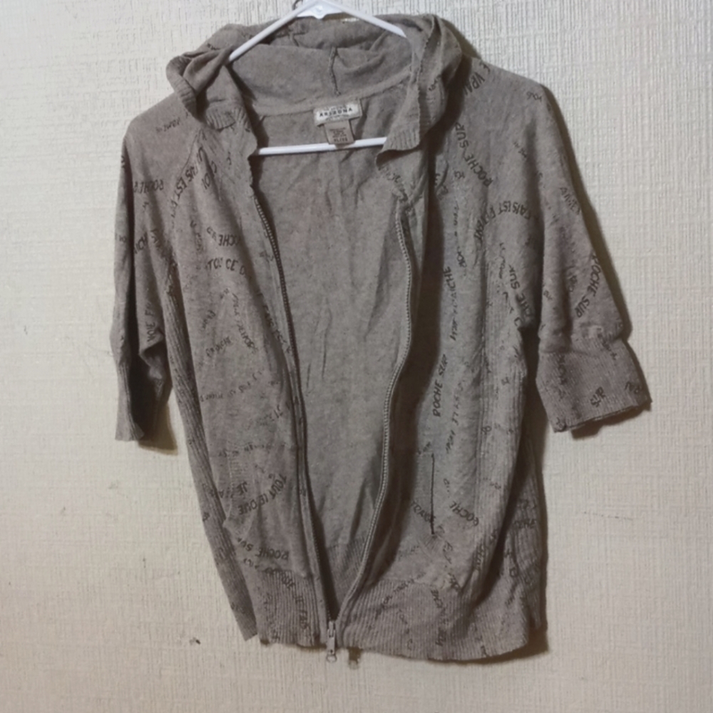 Zip up hooded short sleeve light weight cover up